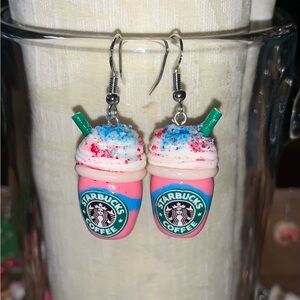 Handmade Starbucks Pink and Blue Frappuccino Earrings